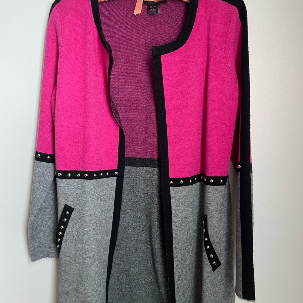 Chic Pink and Gray Women's Cardigan